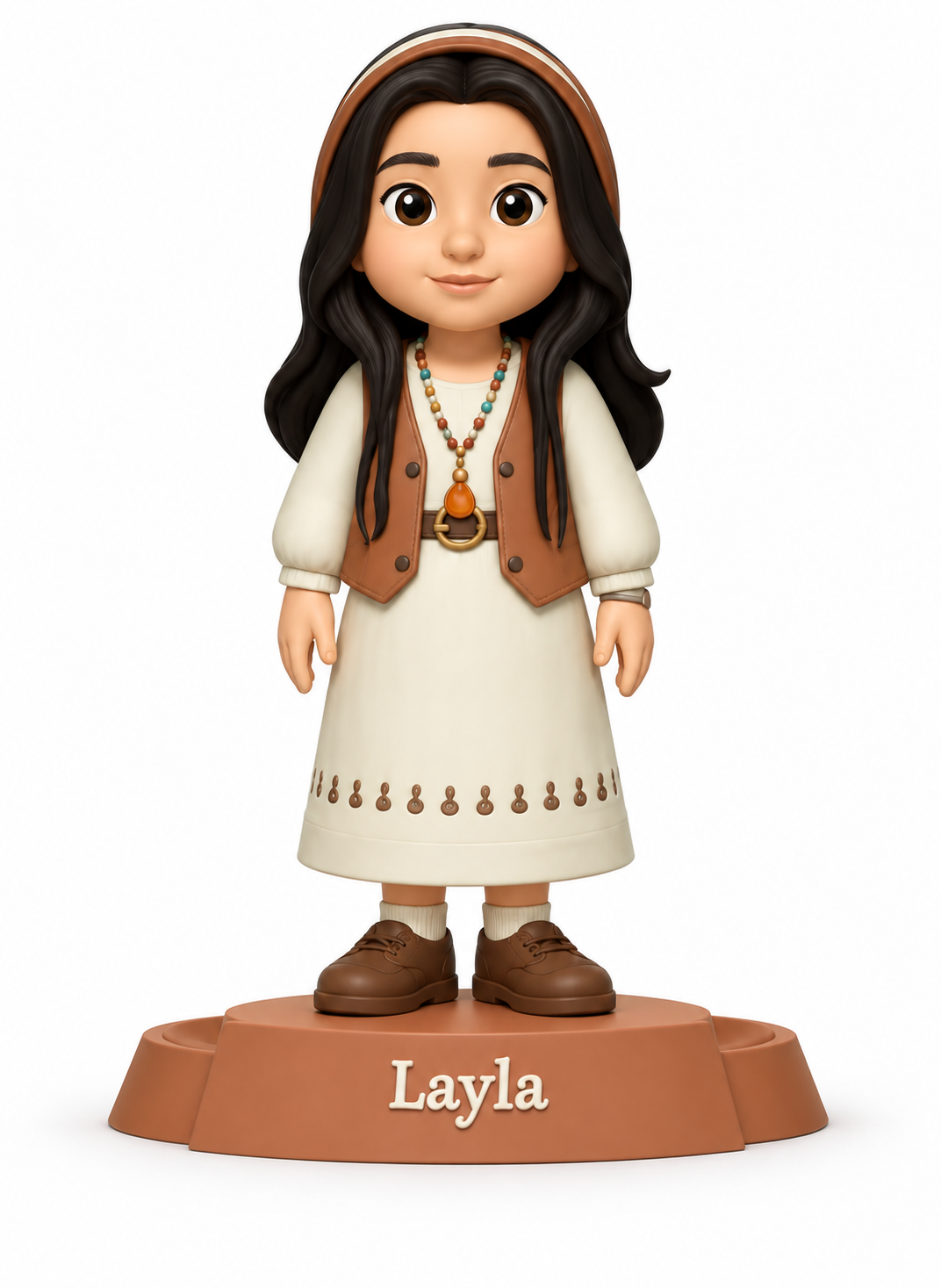 Layla's personalised figurine with a named display base