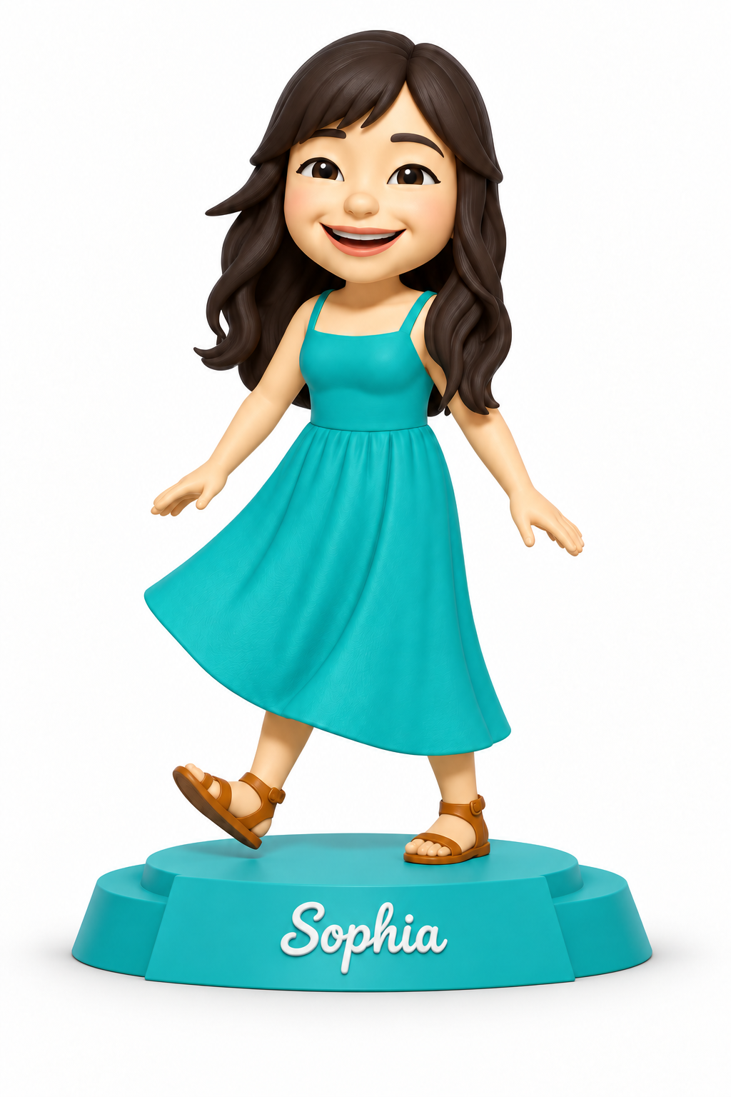 Sophia's personalised figurine with a named display base