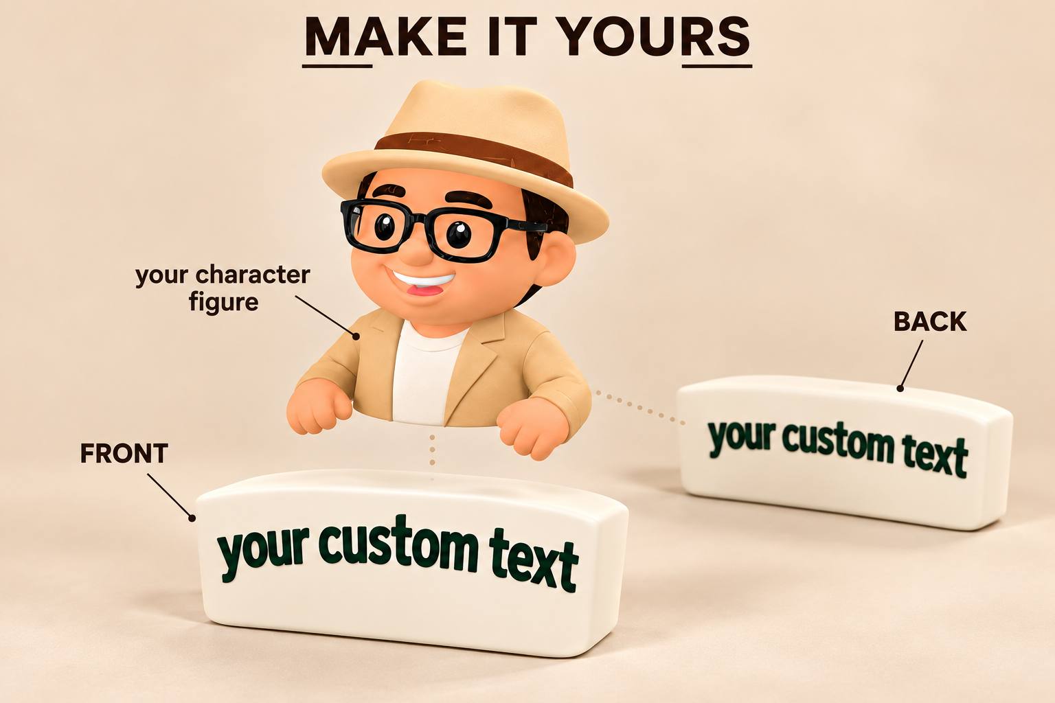 Business figurine parts and personalised stand