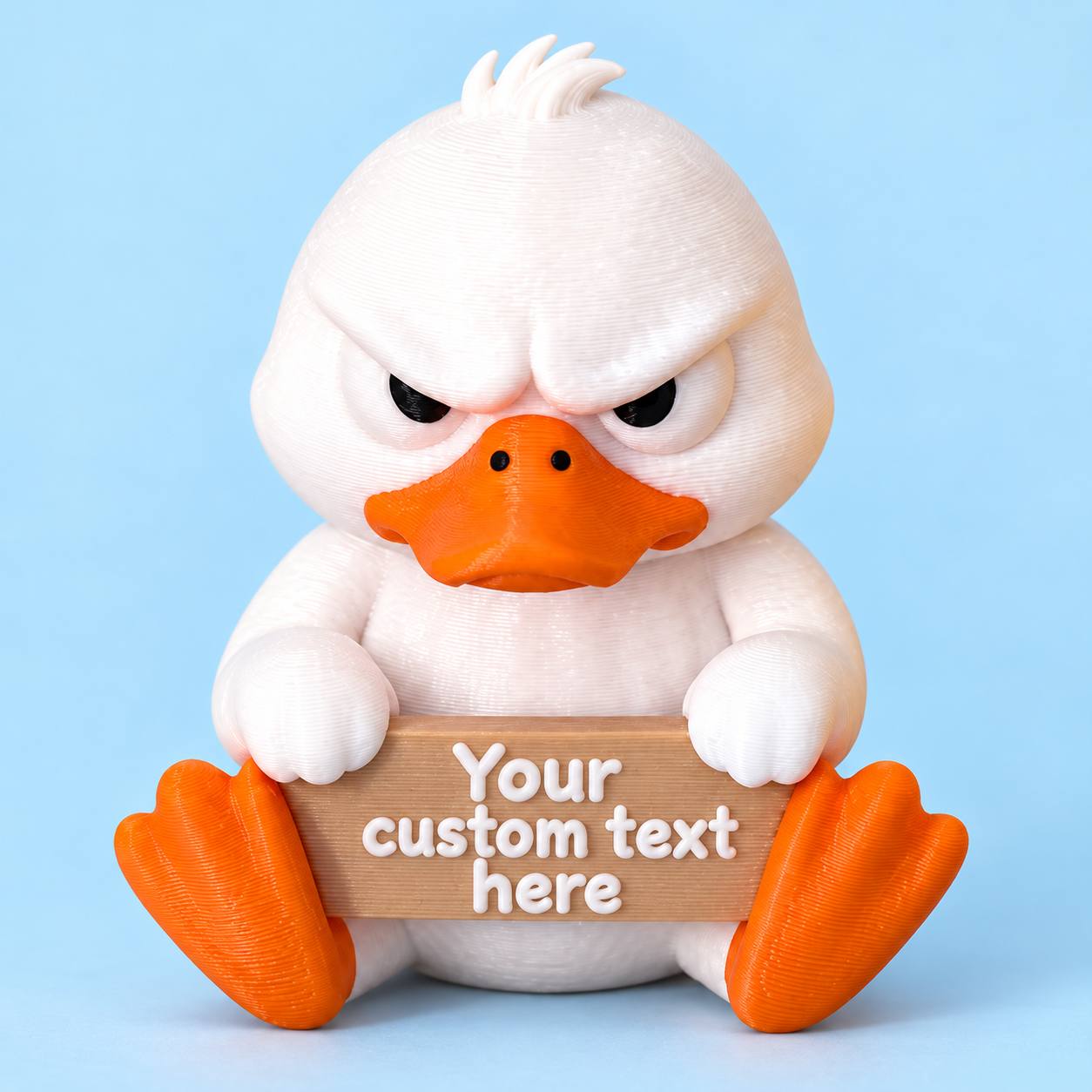 White duck figurine with your custom text here